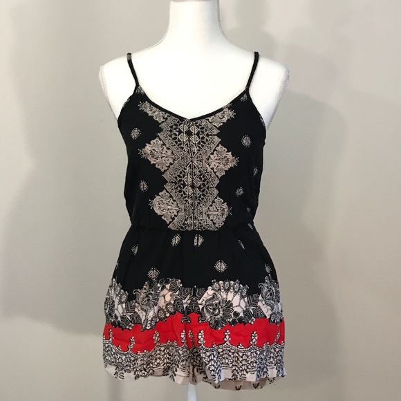 Angie Pants - Angie Romper Black Red White Size Small